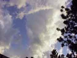 White clouds at sunset.